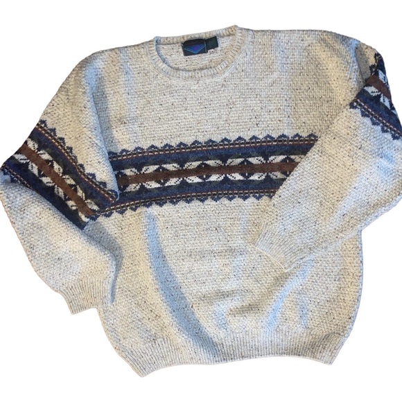 Men’s Mountain Nordic Dad Grandpa Wool Vintage Large Sweater - Picture 1 of 7